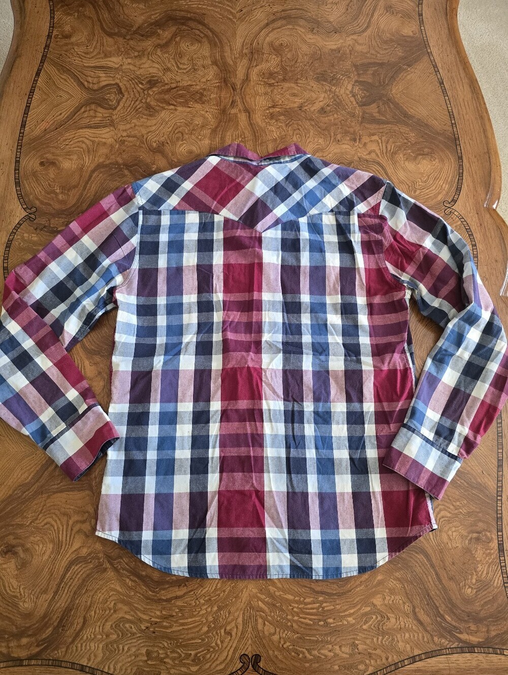 Levi's Plaid Western Pearl Snap Button Up Shirt Mens Medium Red Blue - Picture 2 of 6